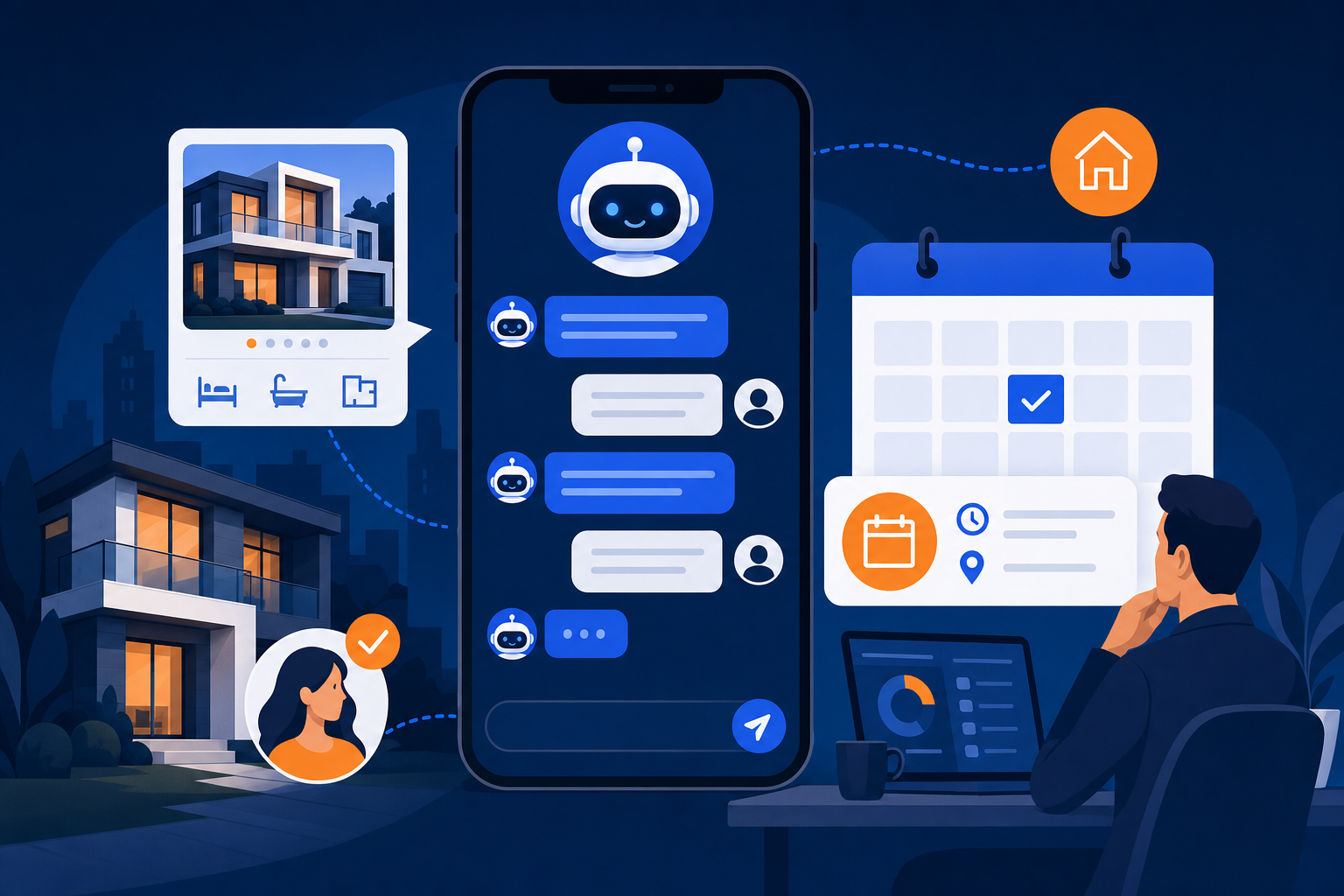 AI assistant answering real estate leads and booking showings automatically